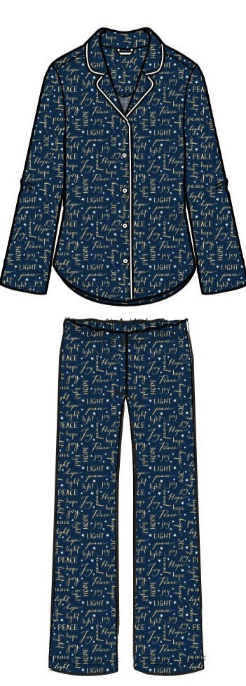 Conjunto de pijama largo con escote en V Midnight X