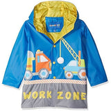Blue rain jacket trucks