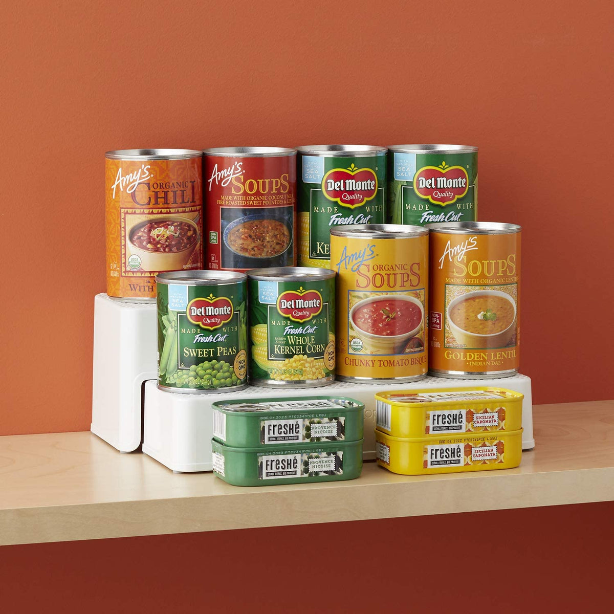 Organizador de latas de 2 estantes