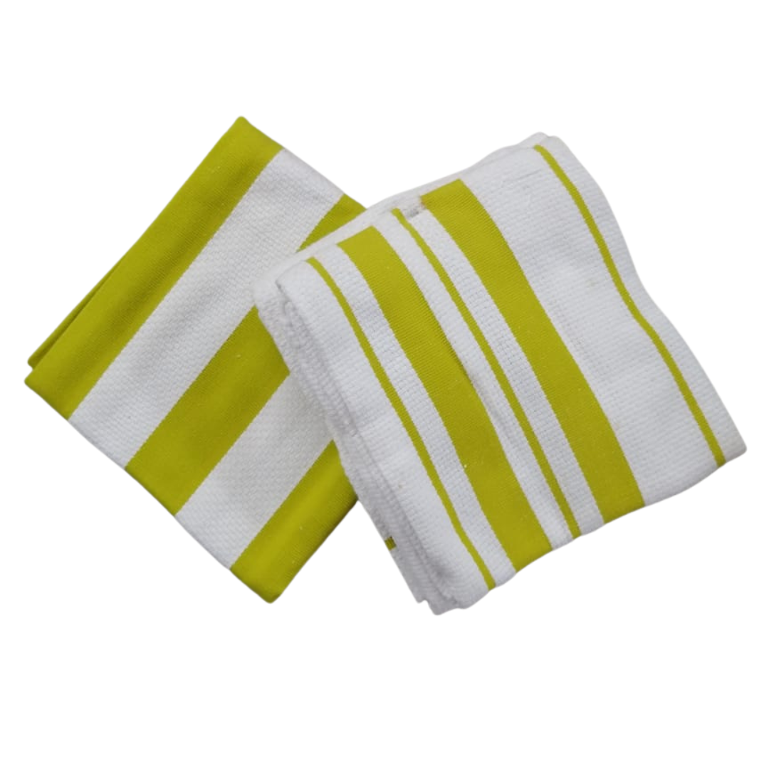 Juego de 3 paños de cocina 100% algodón verde/blanco
