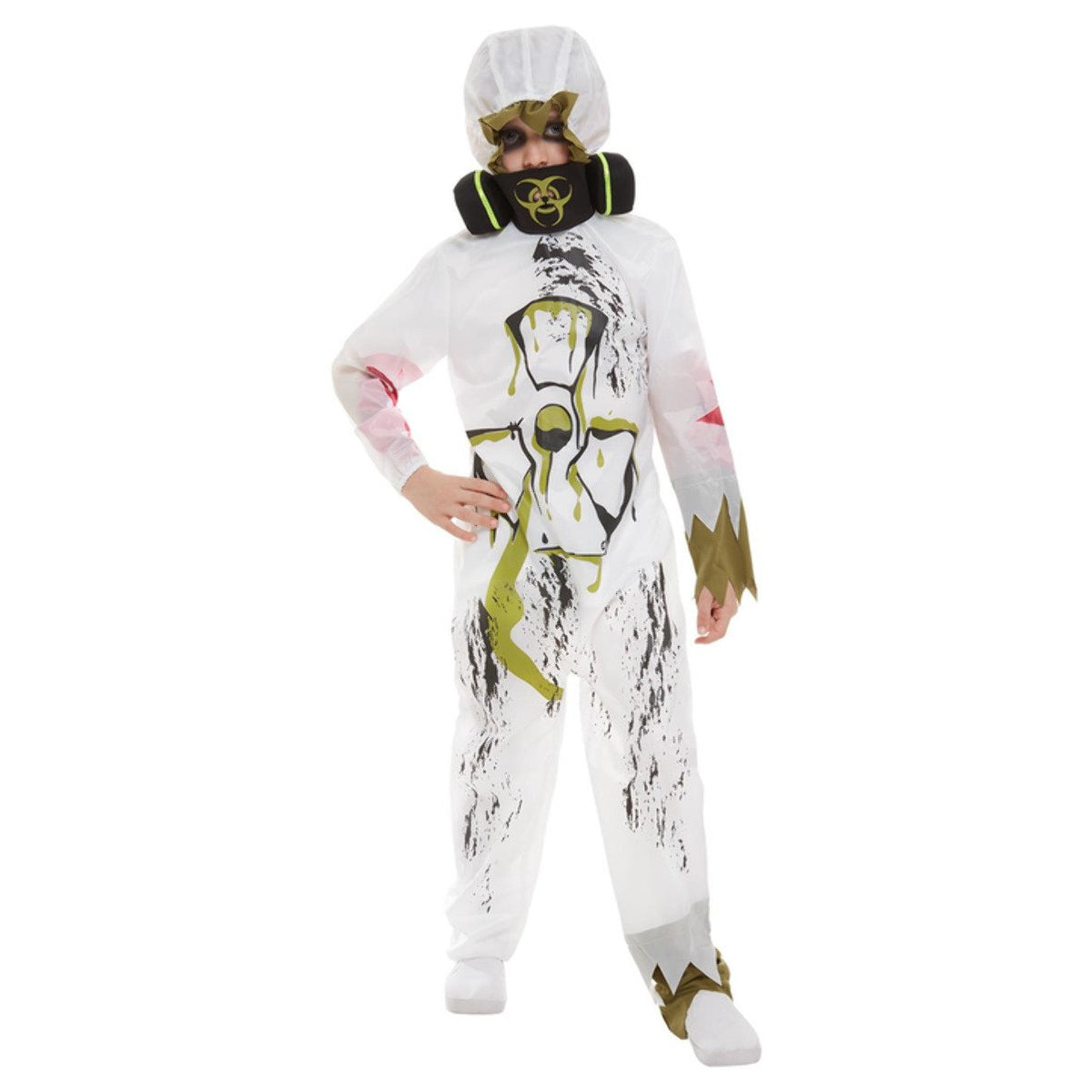 Disfraz de traje de riesgo biológico blanco