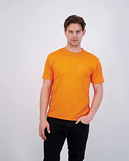 Camiseta de cuello redondo y manga corta, naranja neón
