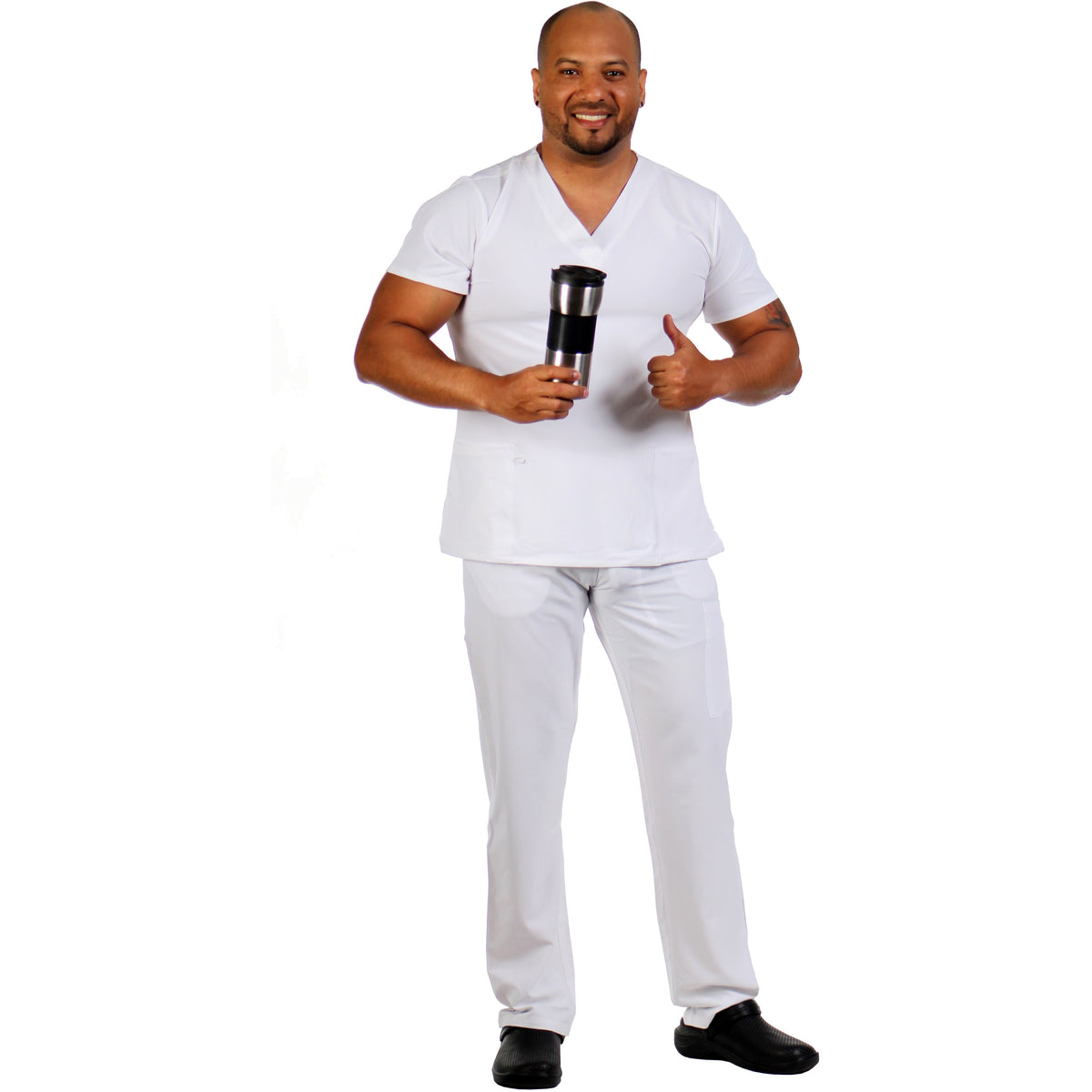 UNIFORME STRECH BLANCO MODELO JOGGER (SLIM FIT)