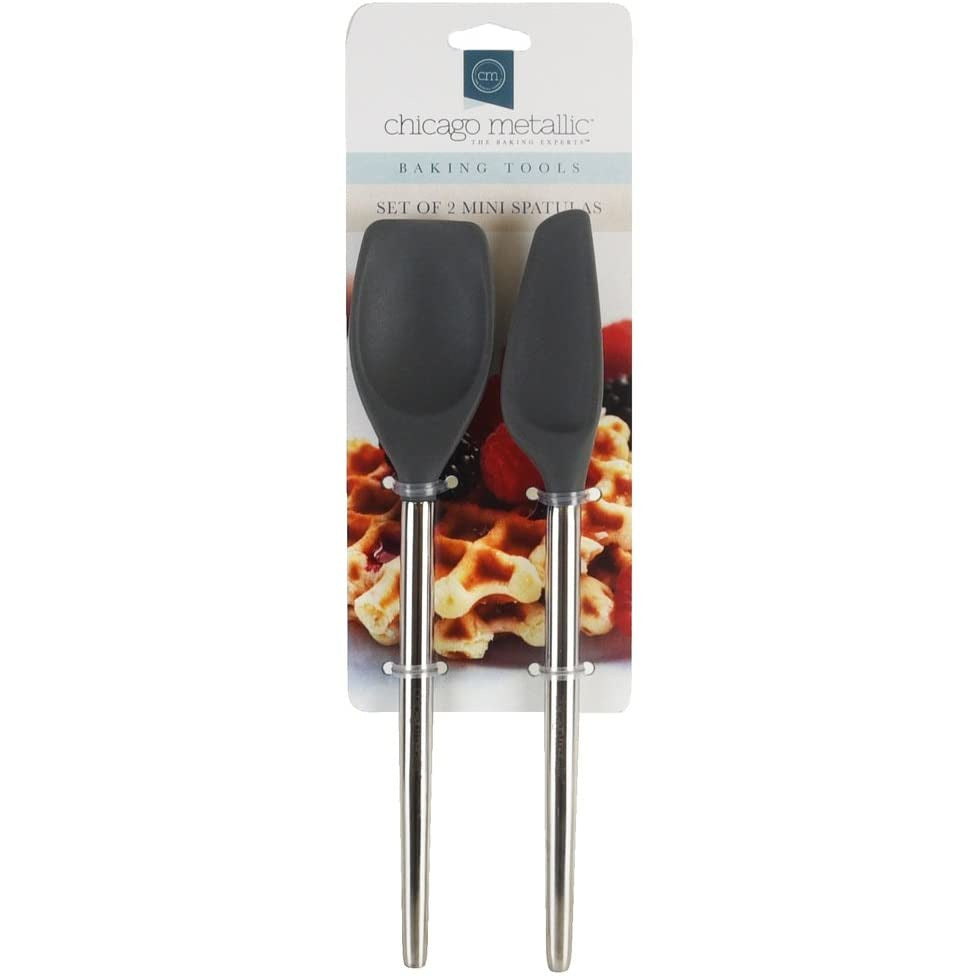 Juego de miniespátulas con mangos de acero inoxidable, gris
