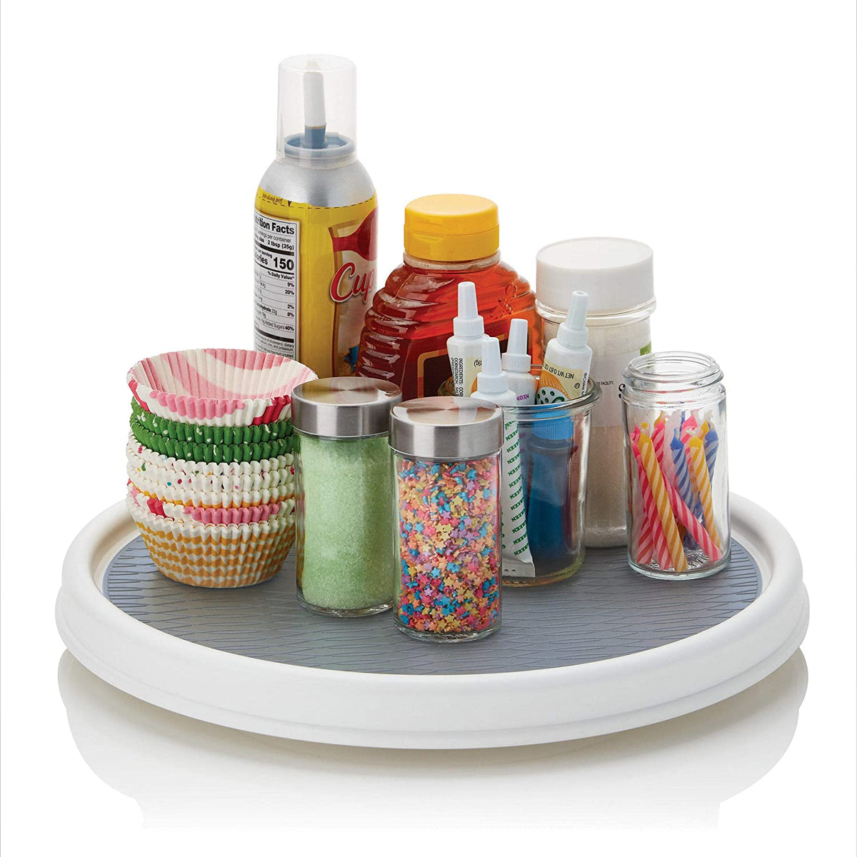 Bandeja giratoria antideslizante Lazy Susan de 30,5 cm gris