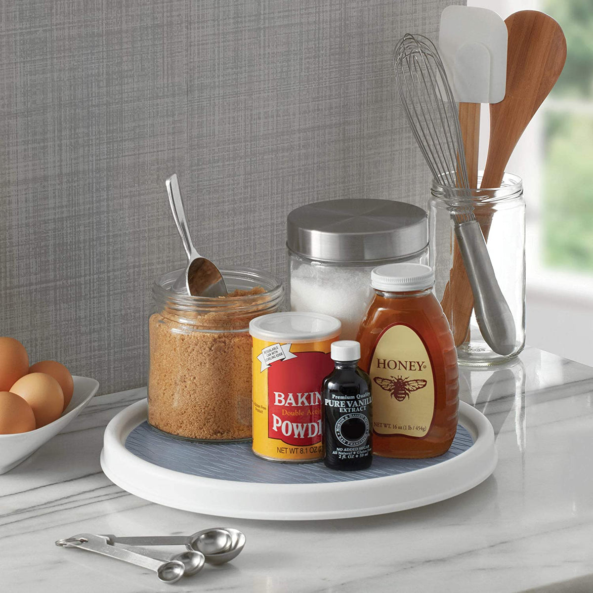 Bandeja giratoria antideslizante Lazy Susan de 30,5 cm gris