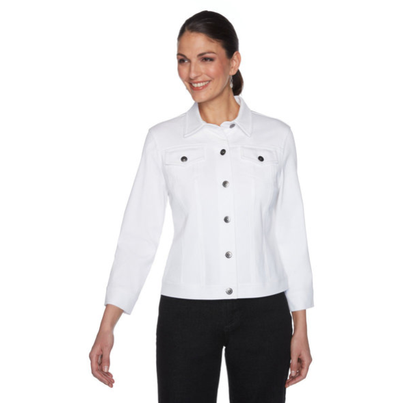 Chaqueta de sarga de punto de color grande White Ruby Rd