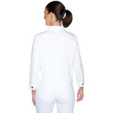 Chaqueta de sarga de punto de color grande White Ruby Rd