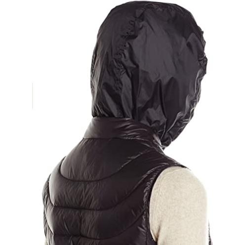 Chaleco Ajustado y con Vuelo para Mujer, Empacable, con Espalda Fruncida y Capucha Desmontable