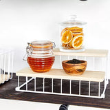 Organizador de latas de 2 niveles de alambre y madera de paulonia coco/natural