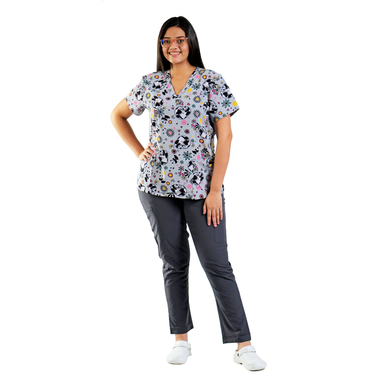 Camisa estampada gris de pandas