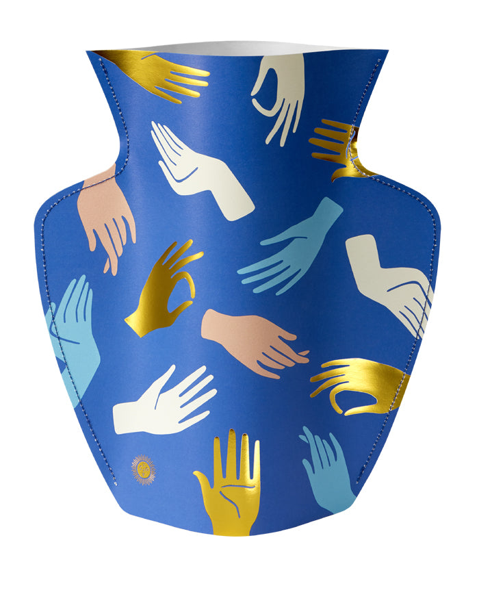 Jarrón de papel Hamsa azul