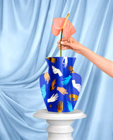 Jarrón de papel Hamsa azul