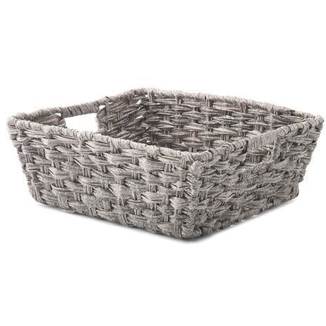 Cesta para estantes de ratán partida, lavado gris