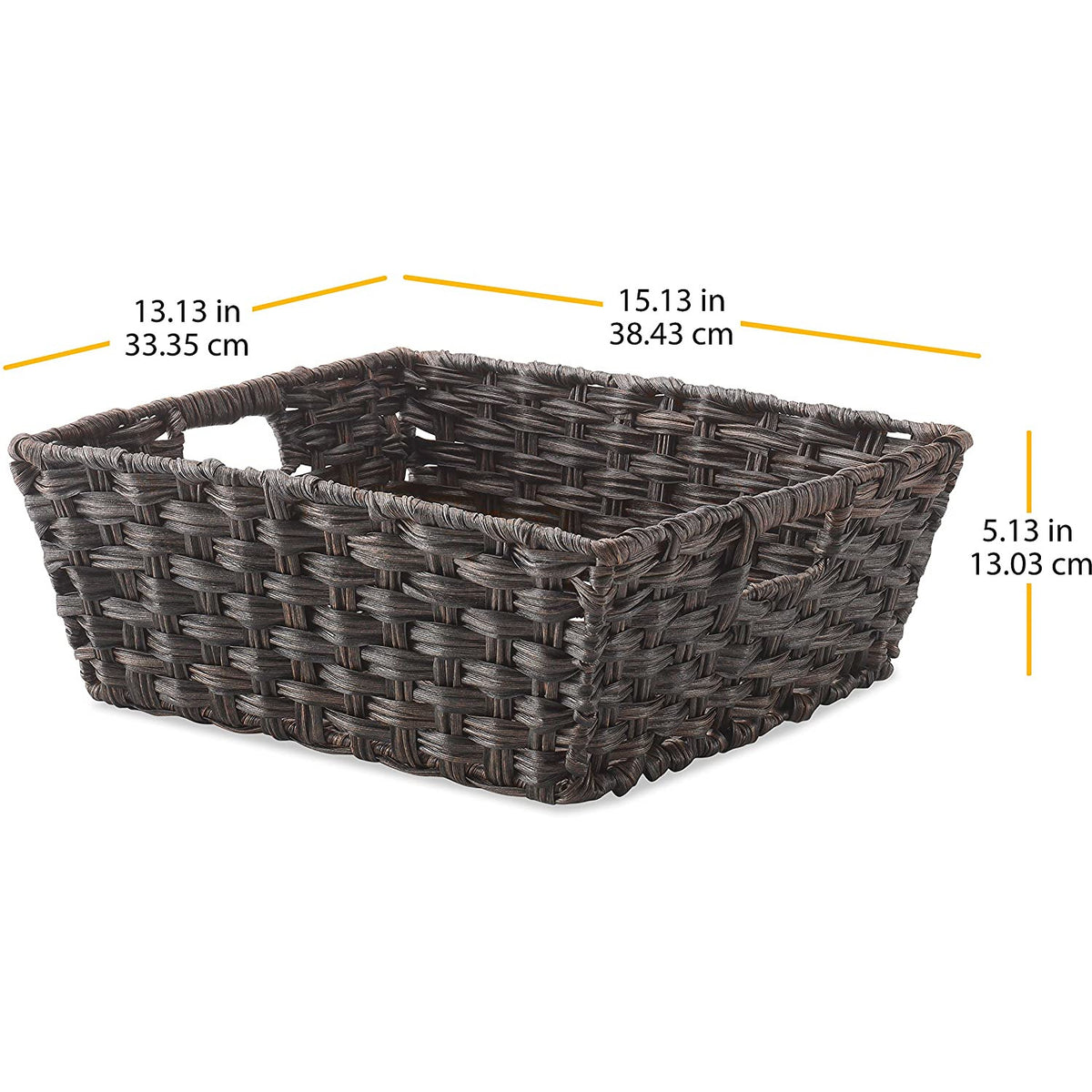 Cesta para estantes de ratán partida, lavado gris