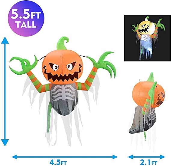 Calabaza Voladora Hinchable de Halloween de 1,68 m de Alto