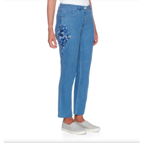 Vaqueros de mezclilla azul con diseño Ruby Rd X