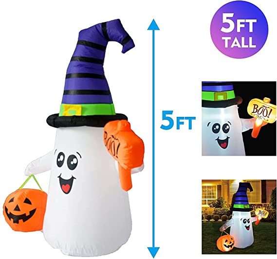 Fantasma Inflable de Halloween de 1,5 m con calabaza