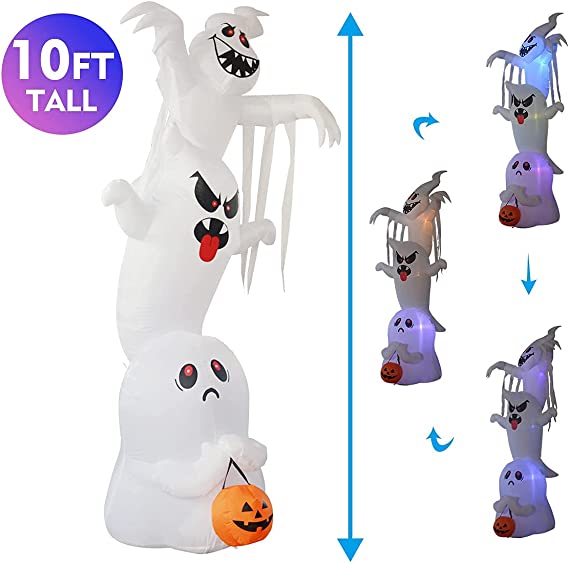 Inflable de Halloween de 3 metros con fantasmas superpuestos
