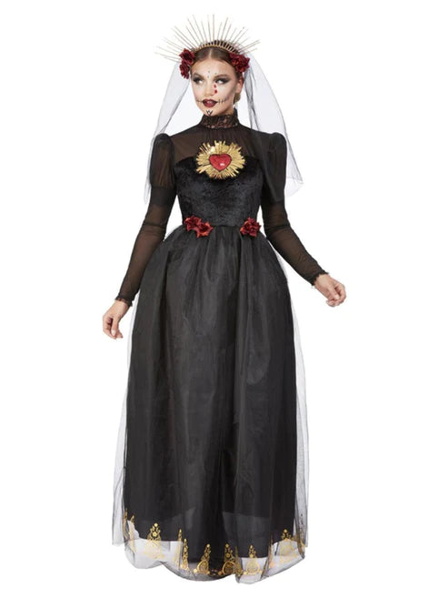 Disfraz de Novia del Sagrado Corazón del Día de Muertos, Negro