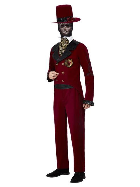 Disfraz de novio de lujo del Sagrado Corazón del Día de Muertos, Borgoña