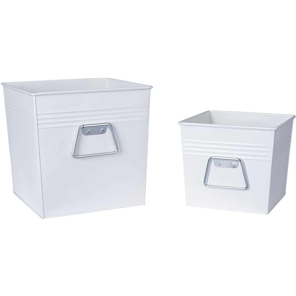 Cesto metálico decorativo juego de 2 piezas, blanco
