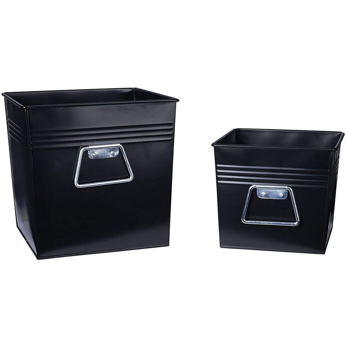 Cesto decorativo de metal, juego de 2 piezas, negro