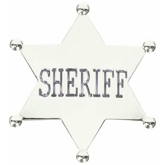 Placa de sheriff del Viejo Oeste plateada