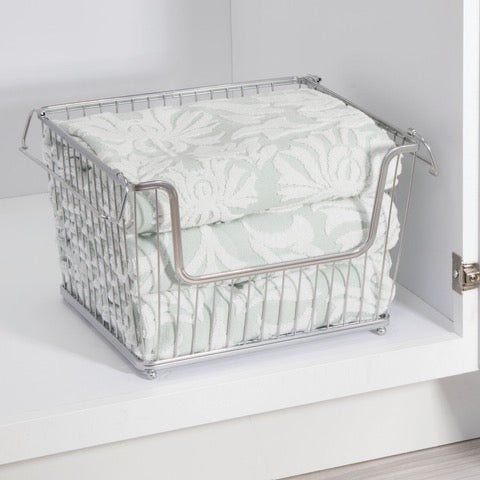 Cesto grande de baño apilable de 12.5" x 10.75" x 8.75"