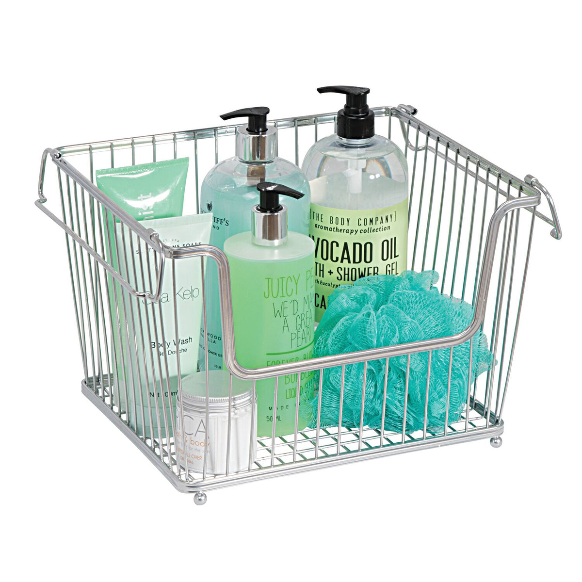 Cesto grande de baño apilable de 12.5" x 10.75" x 8.75"