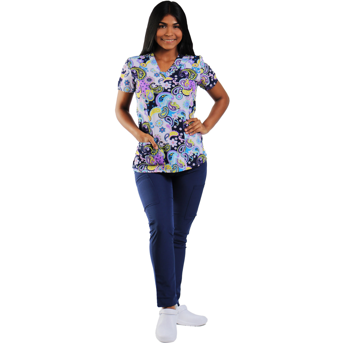 Camisa estampada lila con dibujos varios