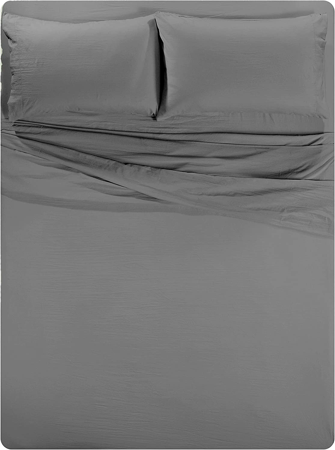 Juego de sábanas lisas PH, gris, matrimonial