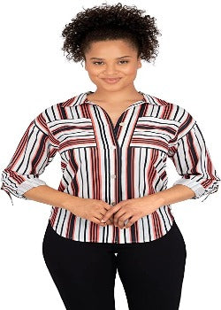 Blusa Coral/Blanco/Negro - Ruby Rd