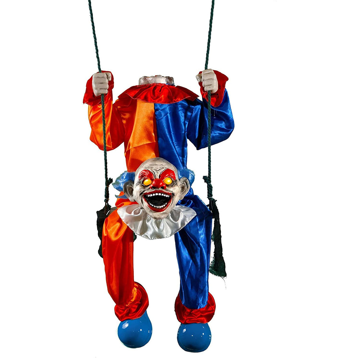 payaso sin cabeza en un columpio
