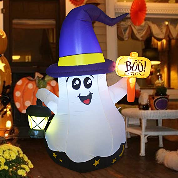Fantasma Mago Hinchable de 1,5 m con Luz de Mano