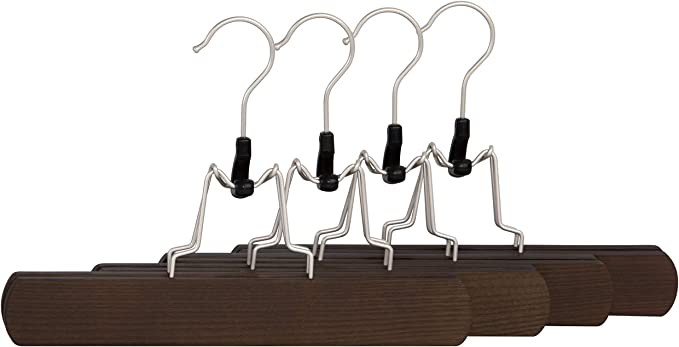 Percha para falda-pantalón de lujo con pinza, juego de 4, color café