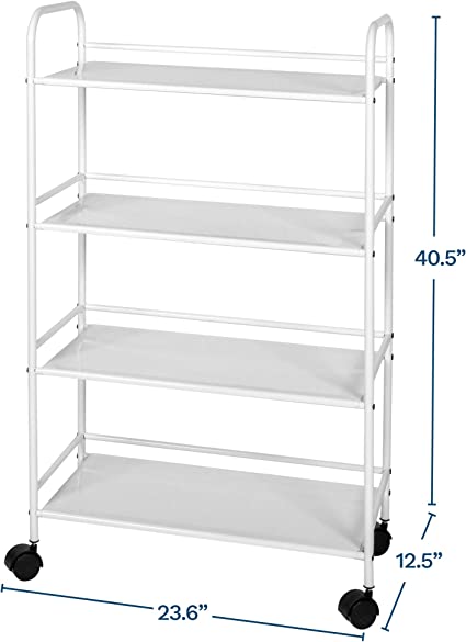 4 Tier Rolling Cart  White