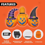 Hinchables de Halloween de 6 pies para exterior con combinación de calabaza y sombrero de mago