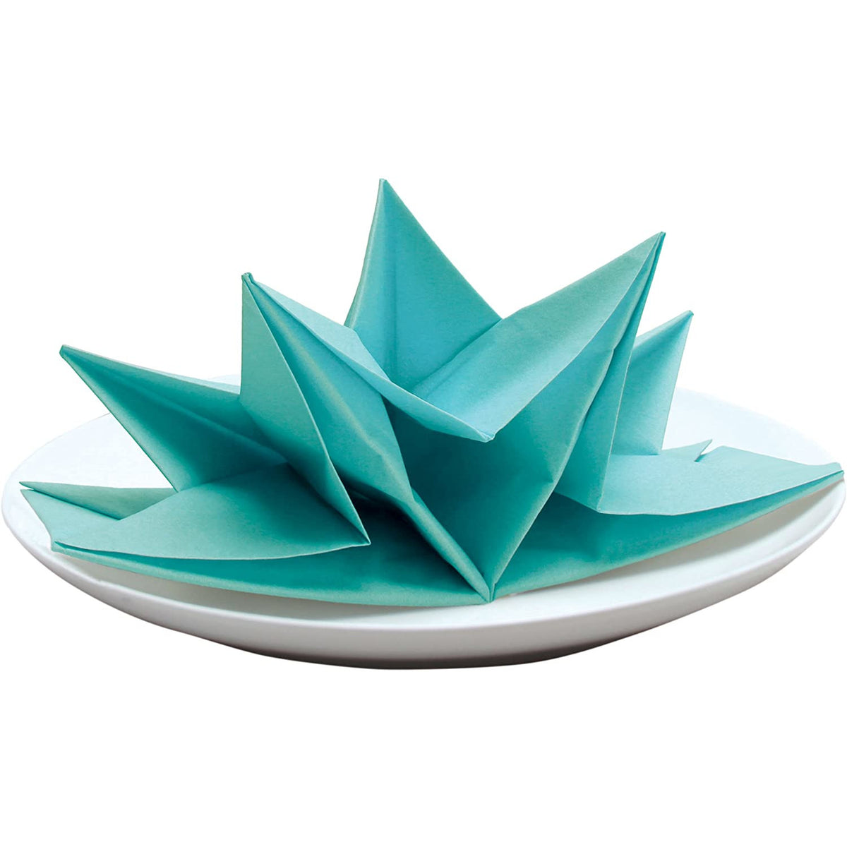 SERVILLETAS DE TELA PLEGADAS AZULES