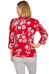 Blusa Flores Rojas Blanca - Ruby Rd
