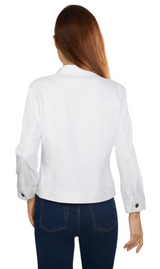 Chaqueta de sarga de punto con botones para mujer, color blanco