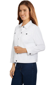 Chaqueta de sarga de punto con botones para mujer, color blanco