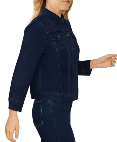 Chaqueta clásica de mezclilla con cuello en punta y manga larga índigo