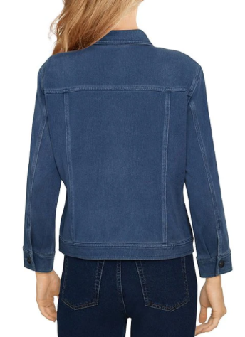 Classic Twill Denim Point Collar Long Sleeve Jacket Light Indigo