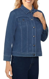 Classic Twill Denim Point Collar Long Sleeve Jacket Light Indigo