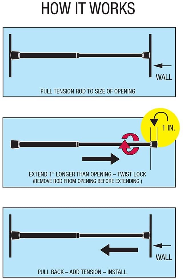 Barra de tensión para cortina Forma de acero inoxidable cepillado 52-90"