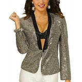Blazer de lentejuelas disco plateado estándar