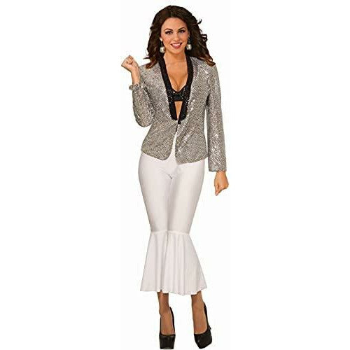 Blazer de lentejuelas disco plateado estándar
