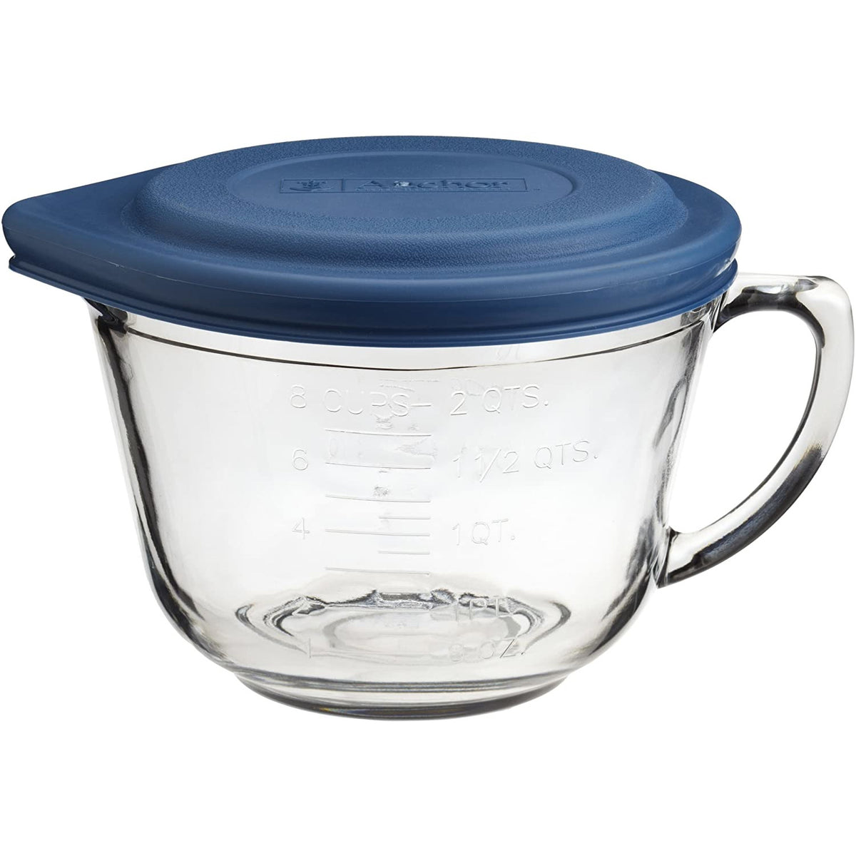Batidora de cristal de 2 cuartos con tapa de plástico azul
