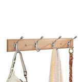 Estante de pared de madera de París con 4 ganchos Beige/Natural/Arena
